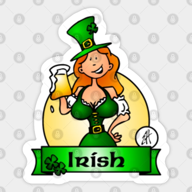 St. Patrick's Day Irish Maiden Sticker by Cardvibes